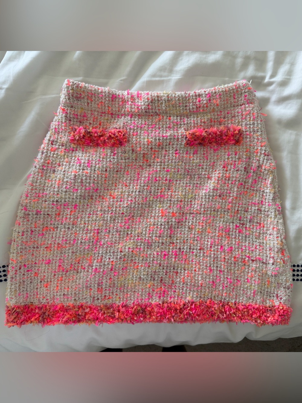 Zara Tweed Mini Skirt w/ Neon Pink and Orange Flecks
